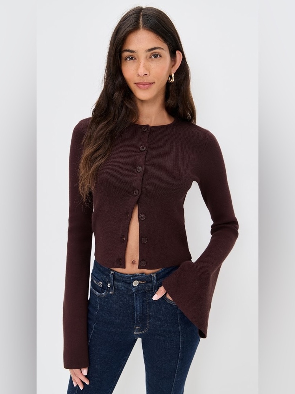 Good American Bell Sleeve Knit Cardigan Small